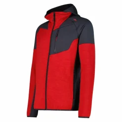 Pile Grid Tech con zip da uomo con cappuccio melange