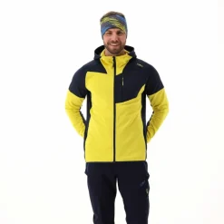 Pile Grid Tech con zip da uomo con cappuccio melange