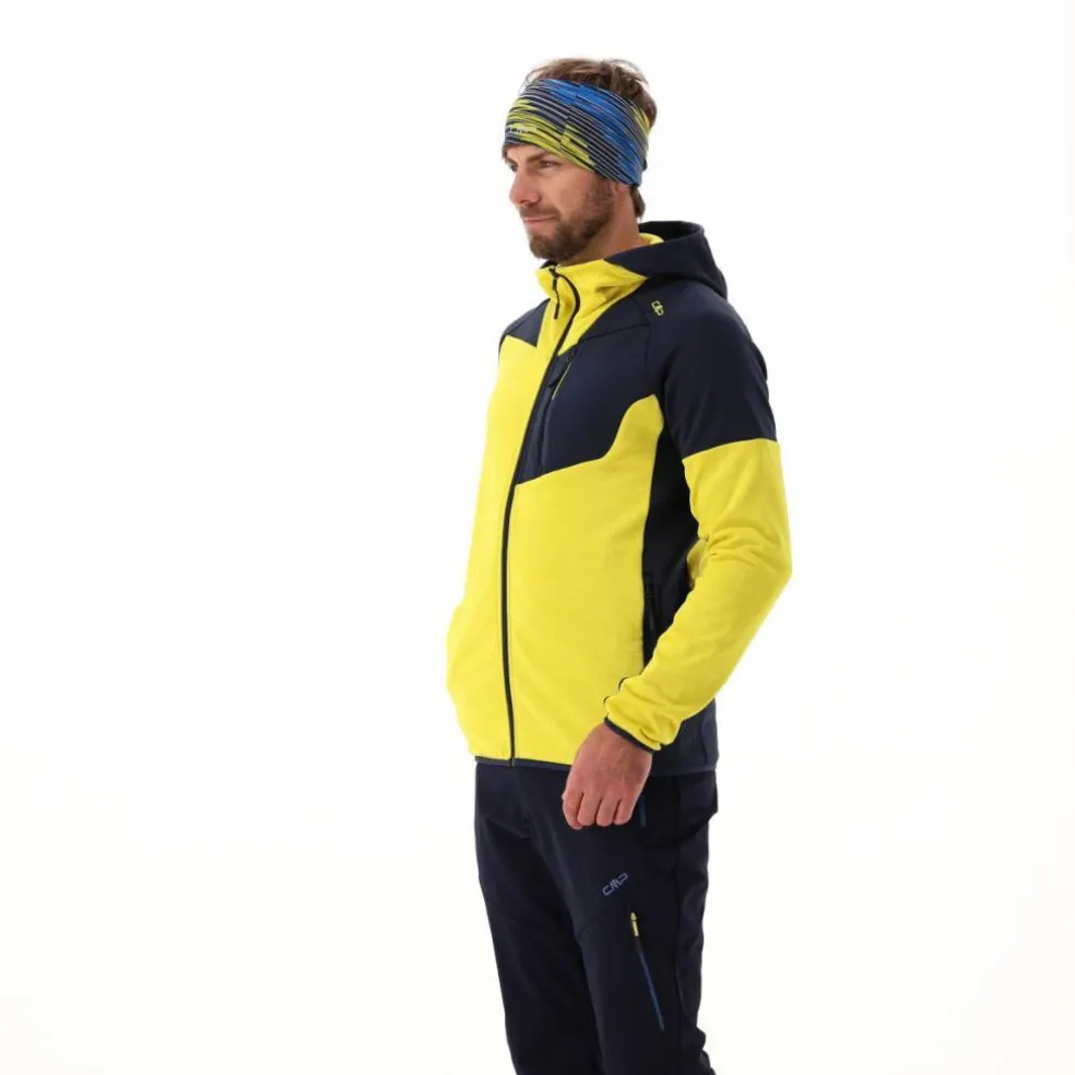 Pile Grid Tech con zip da uomo con cappuccio melange