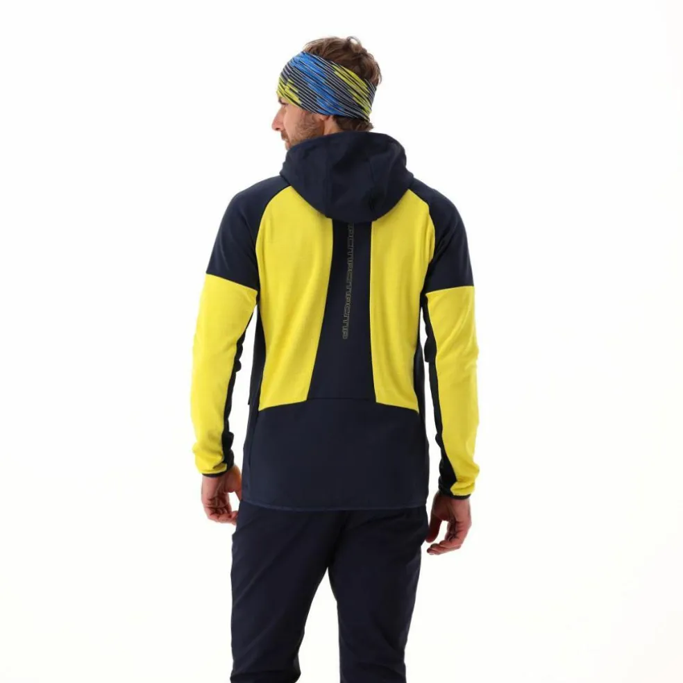 Pile Grid Tech con zip da uomo con cappuccio melange