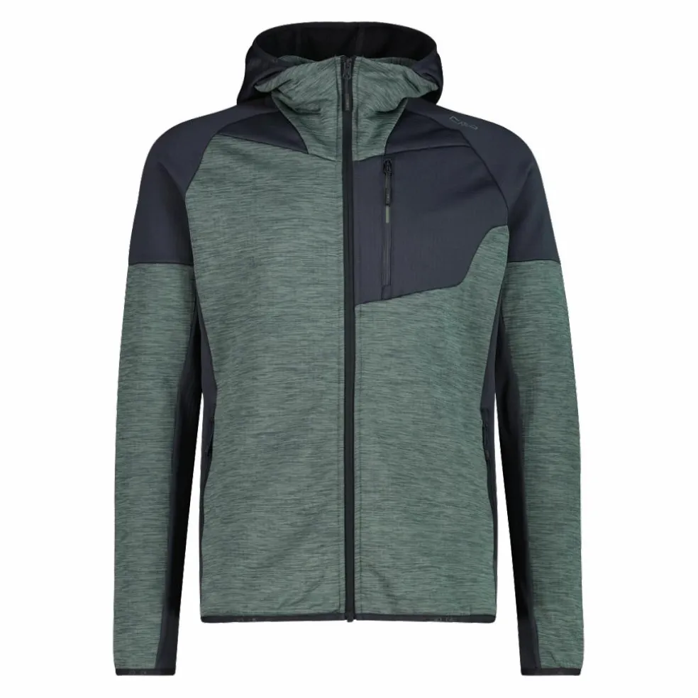 Pile Grid Tech con zip da uomo con cappuccio melange