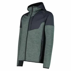 Pile Grid Tech con zip da uomo con cappuccio melange