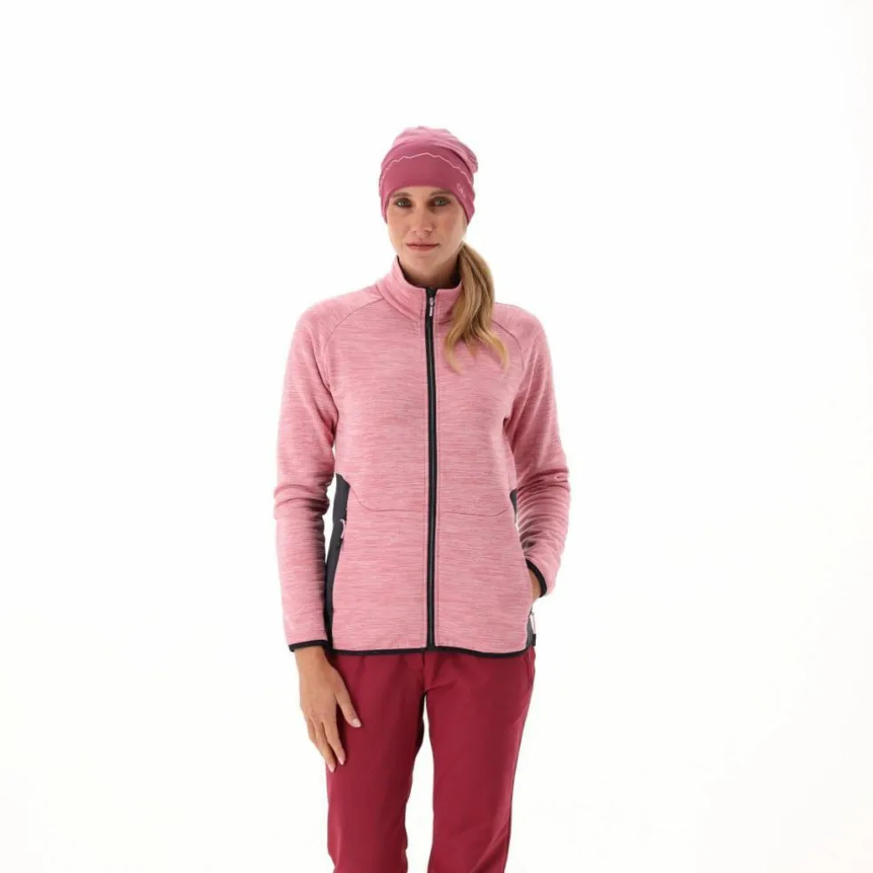 Pile Grid Tech con zip da donna melange