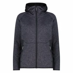 Pile Grid Tech con zip da donna melange con cappuccio