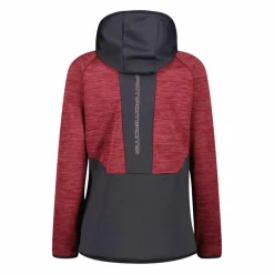 Pile Grid Tech con zip da donna melange con cappuccio