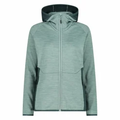 Pile Grid Tech con zip da donna melange con cappuccio
