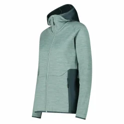 Pile Grid Tech con zip da donna melange con cappuccio