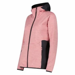 Pile Grid Tech con zip da donna melange con cappuccio