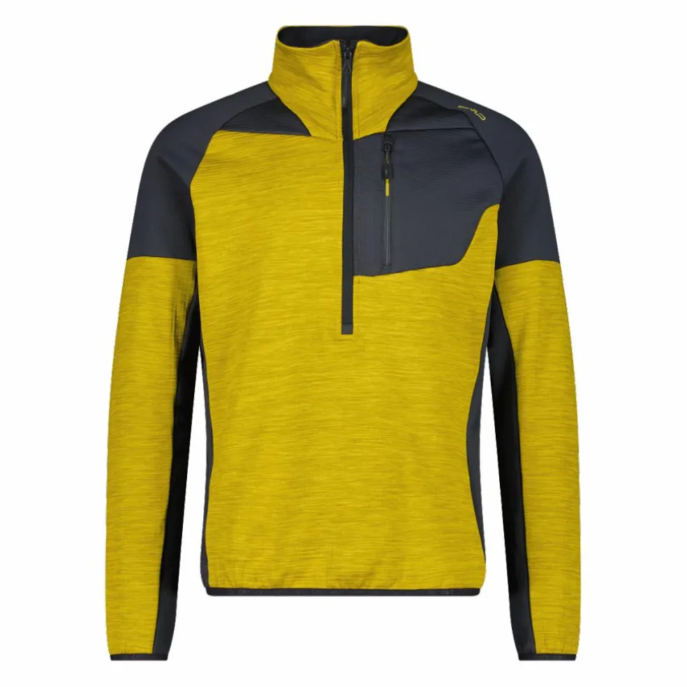 Pile Grid Tech mezza zip melange da uomo