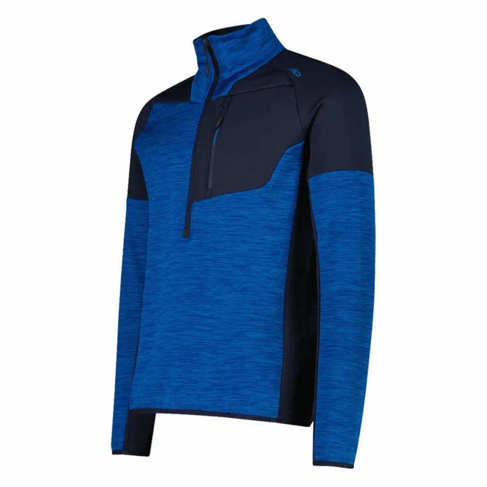 Pile Grid Tech mezza zip melange da uomo