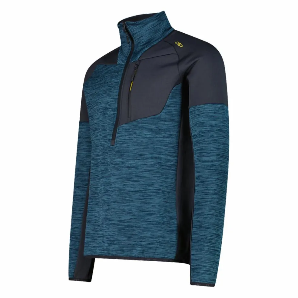 Pile Grid Tech mezza zip melange da uomo