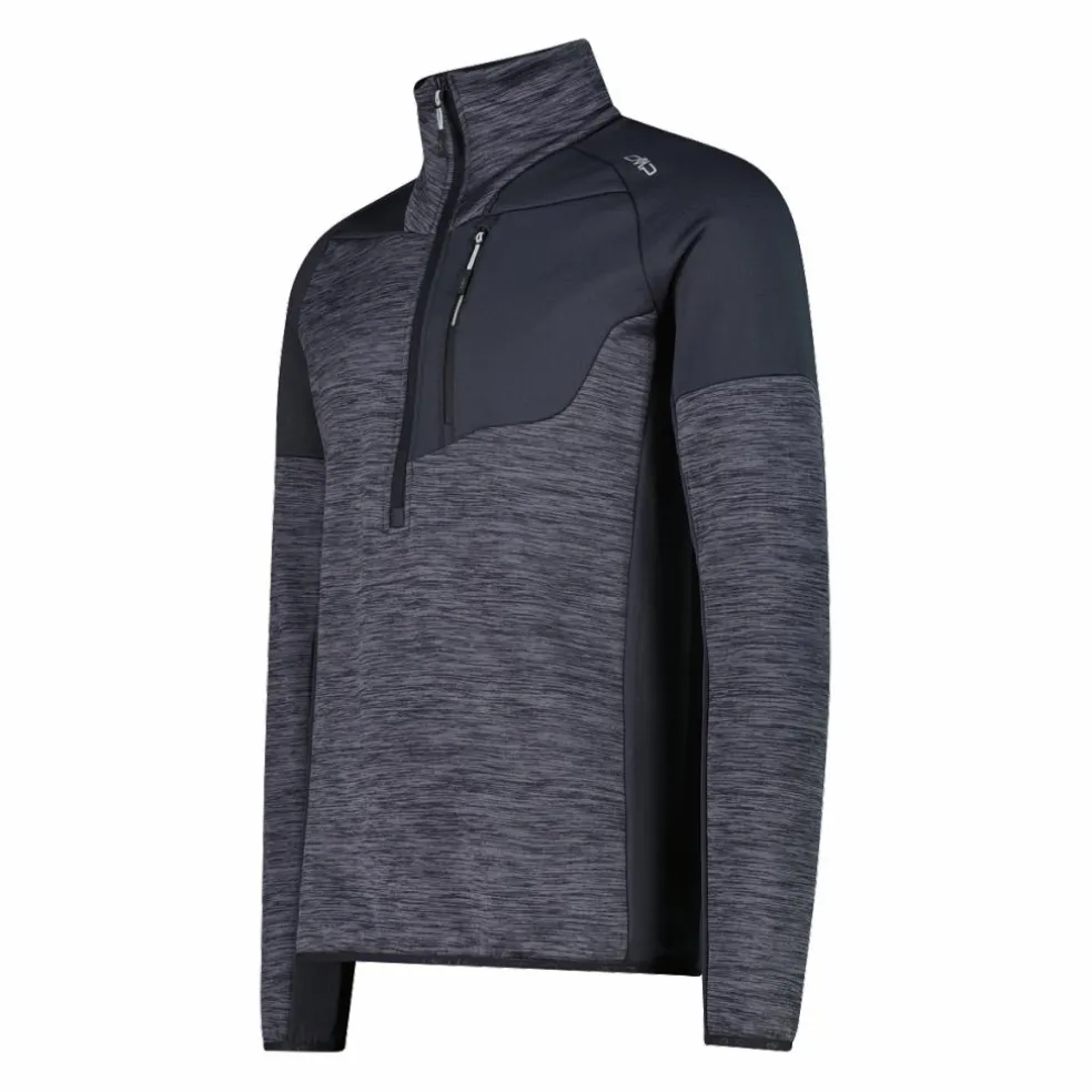 Pile Grid Tech mezza zip melange da uomo