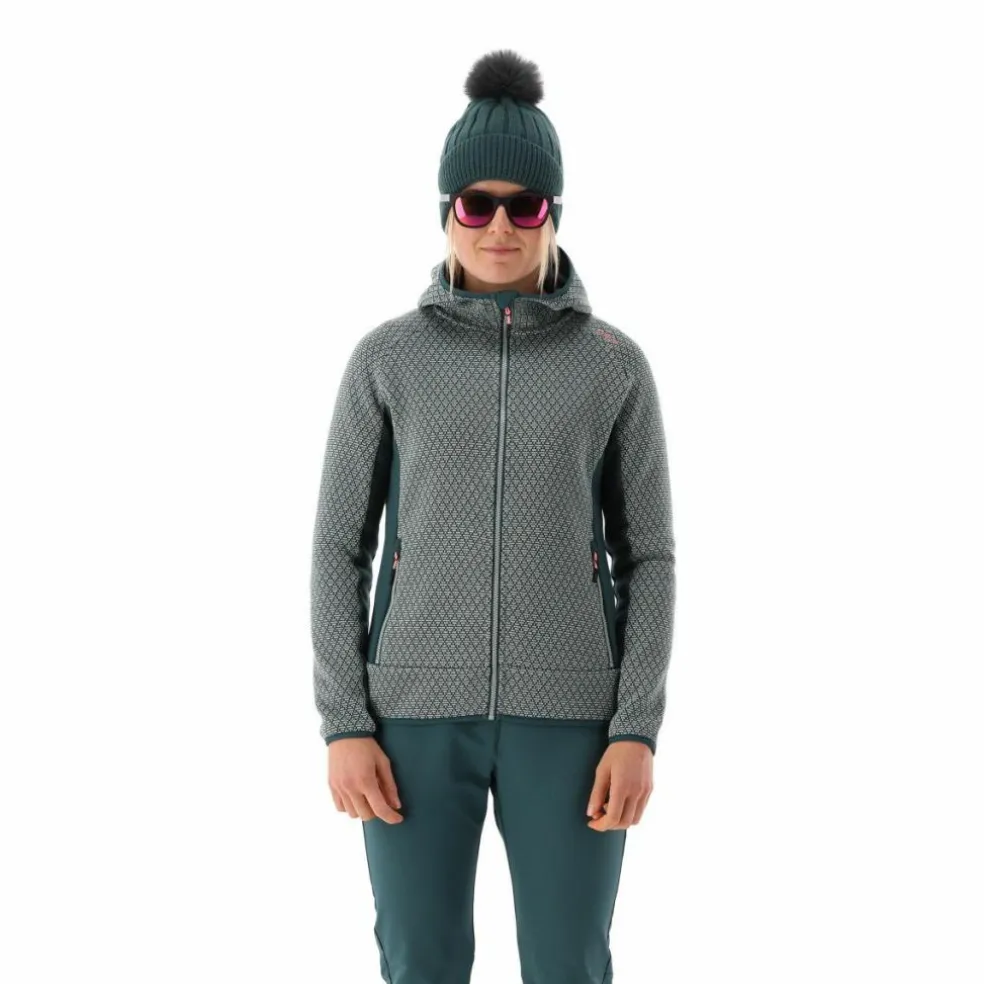 Pile knit tech da donna con cappuccio