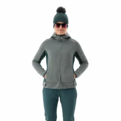 Pile knit tech da donna con cappuccio