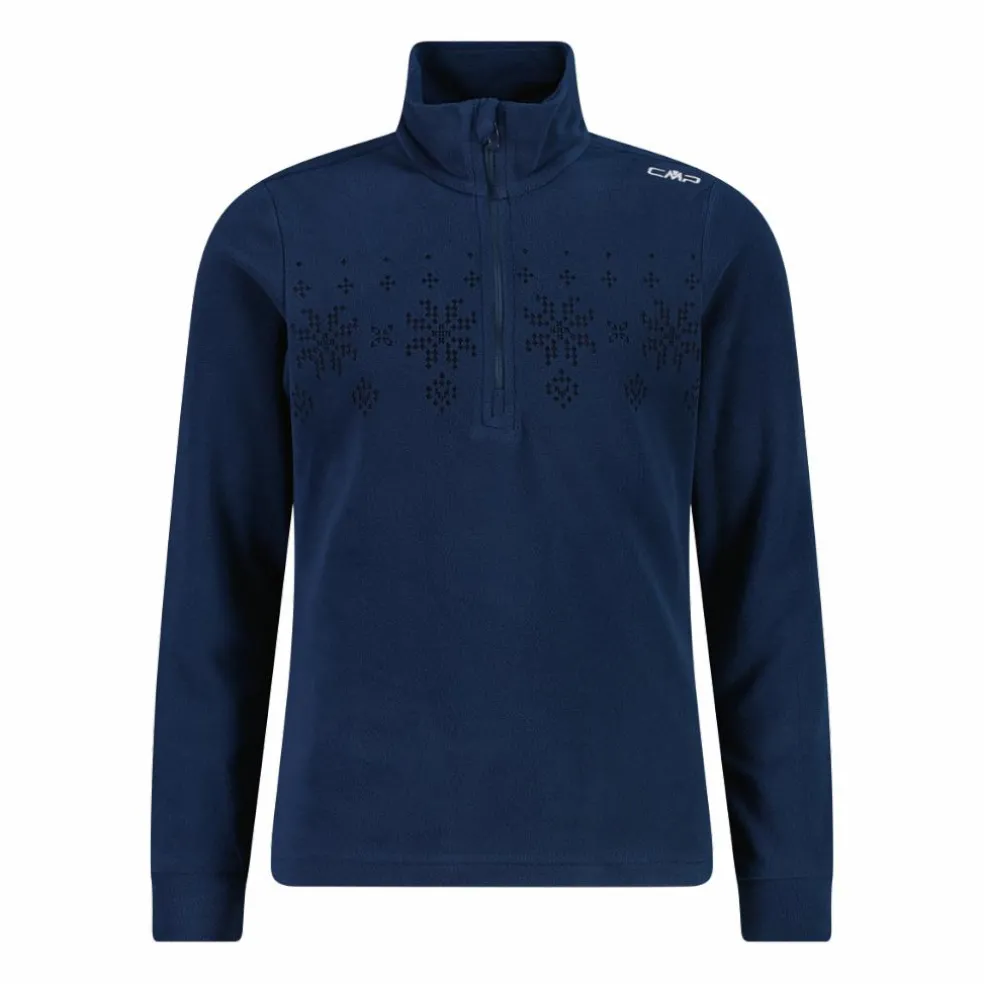 Pile mezza zip arctic fleece da bambina con fiocco di neve