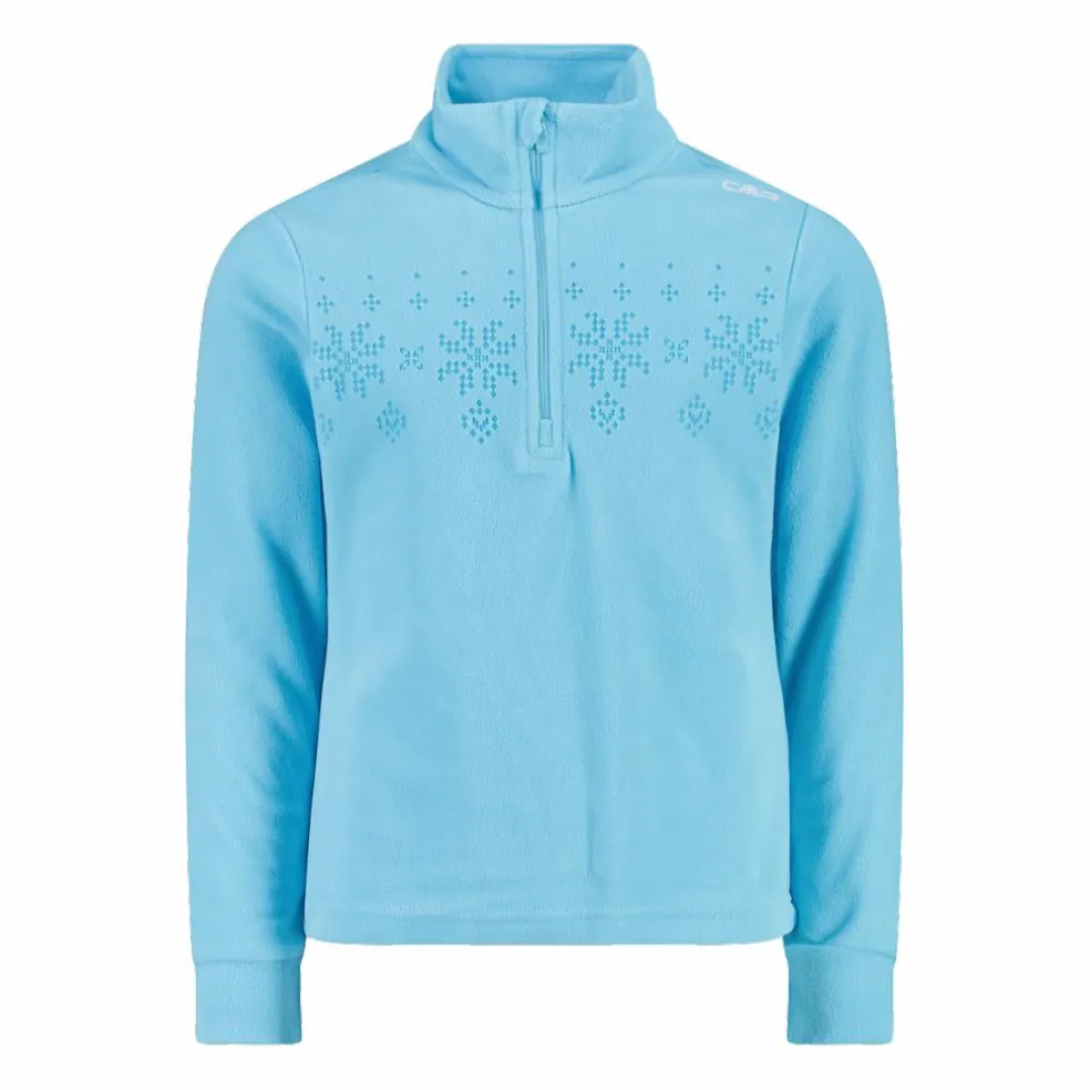 Pile mezza zip arctic fleece da bambina con fiocco di neve