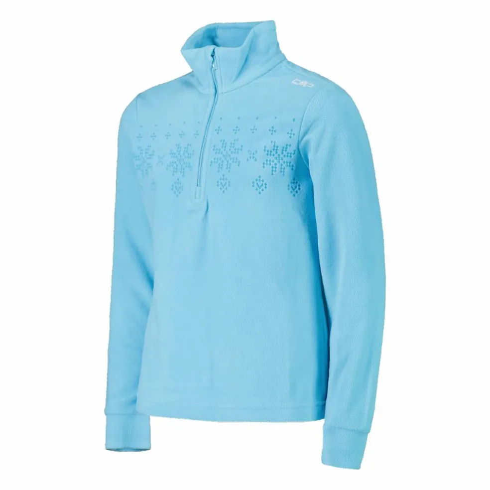 Pile mezza zip arctic fleece da bambina con fiocco di neve