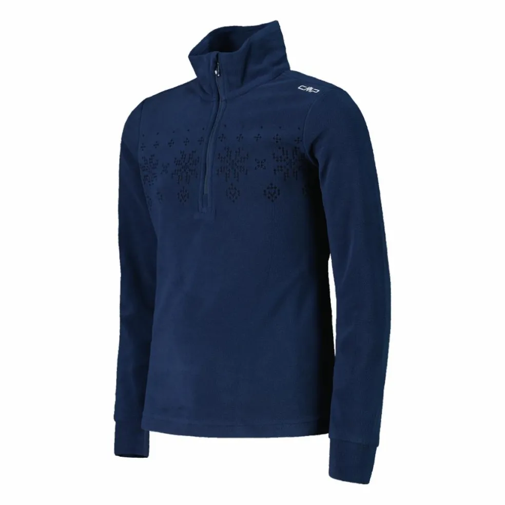 Pile mezza zip arctic fleece da bambina con fiocco di neve