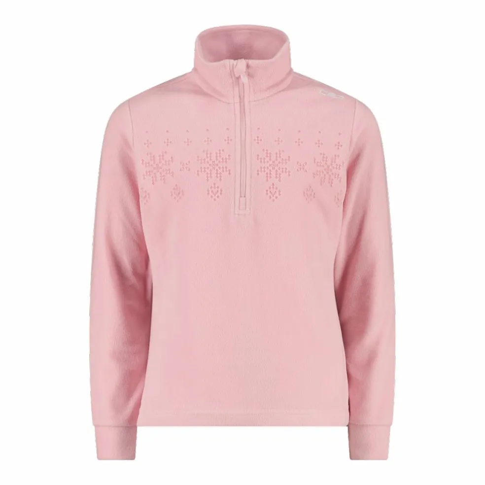 Pile mezza zip arctic fleece da bambina con fiocco di neve