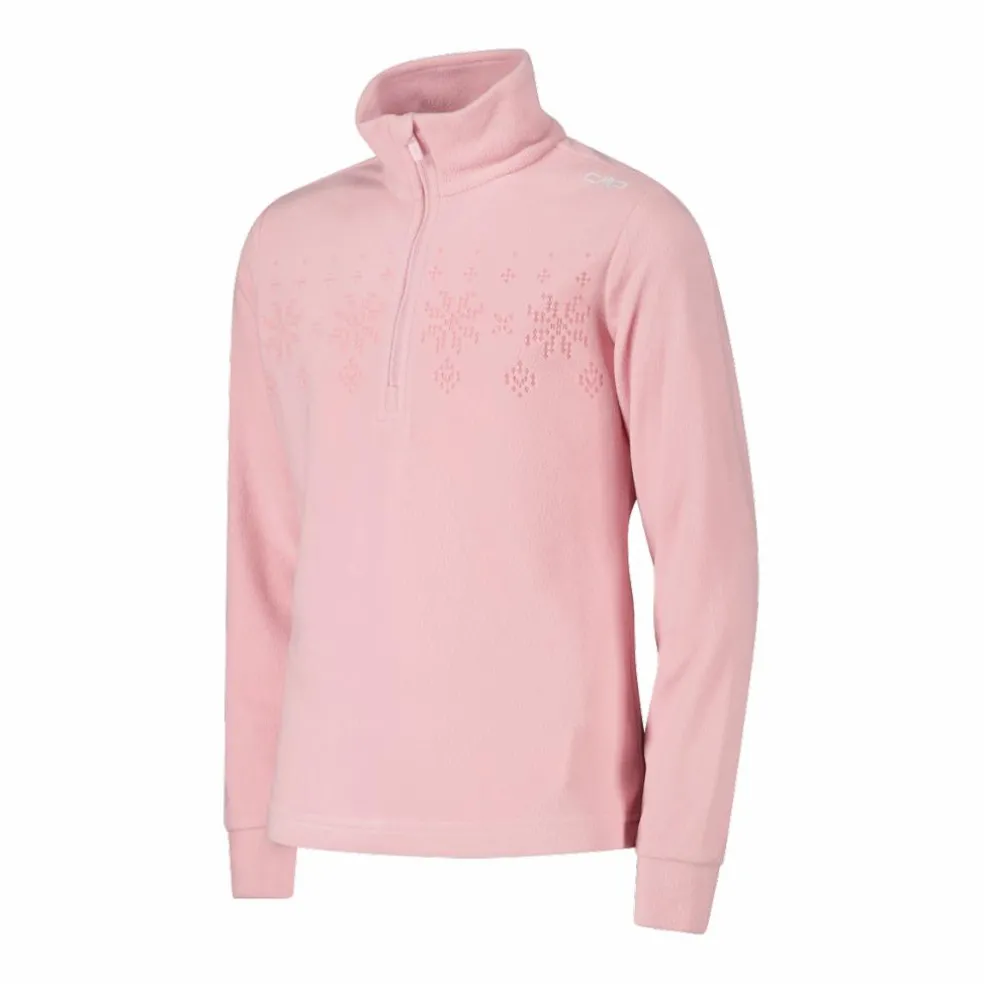 Pile mezza zip arctic fleece da bambina con fiocco di neve