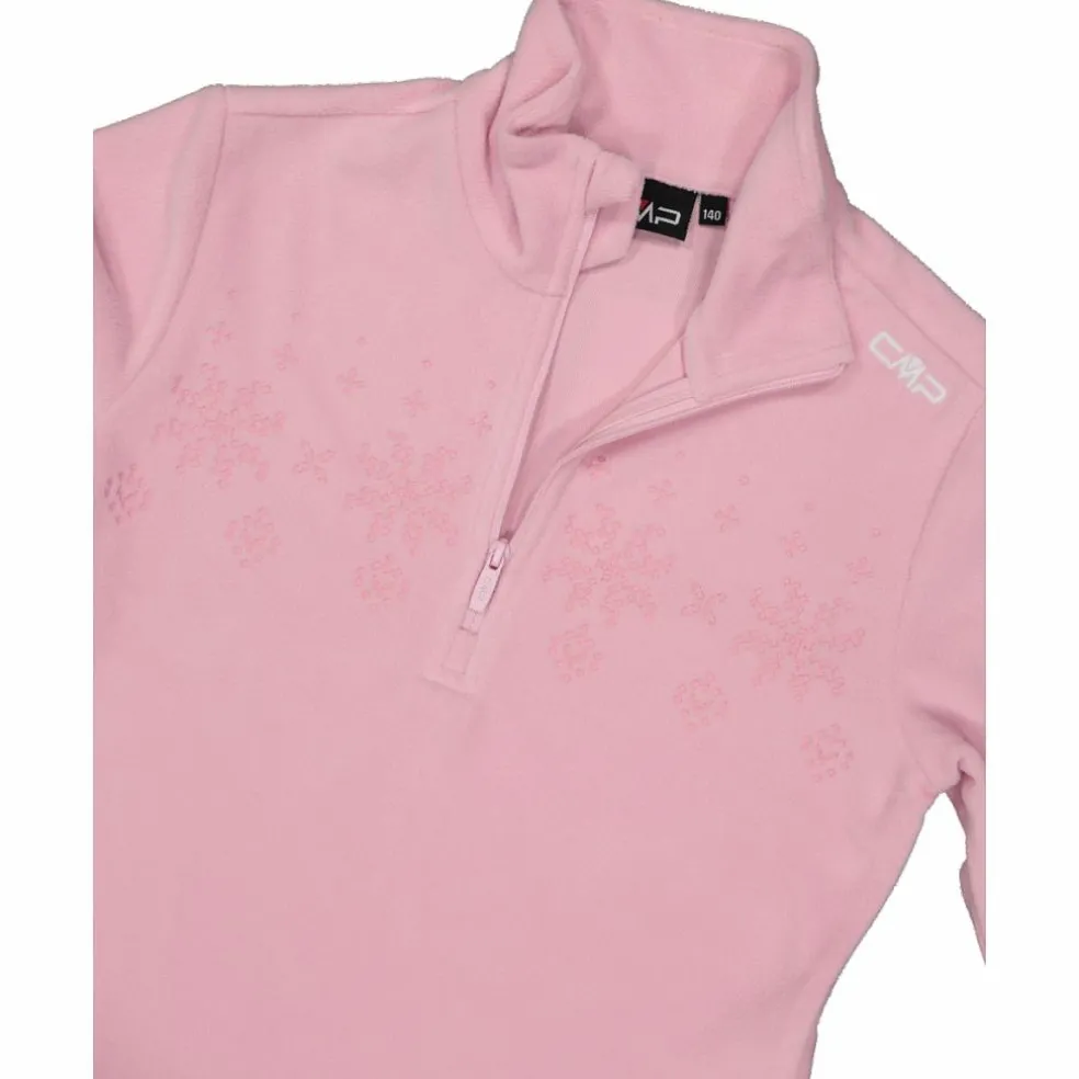 Pile mezza zip arctic fleece da bambina con fiocco di neve