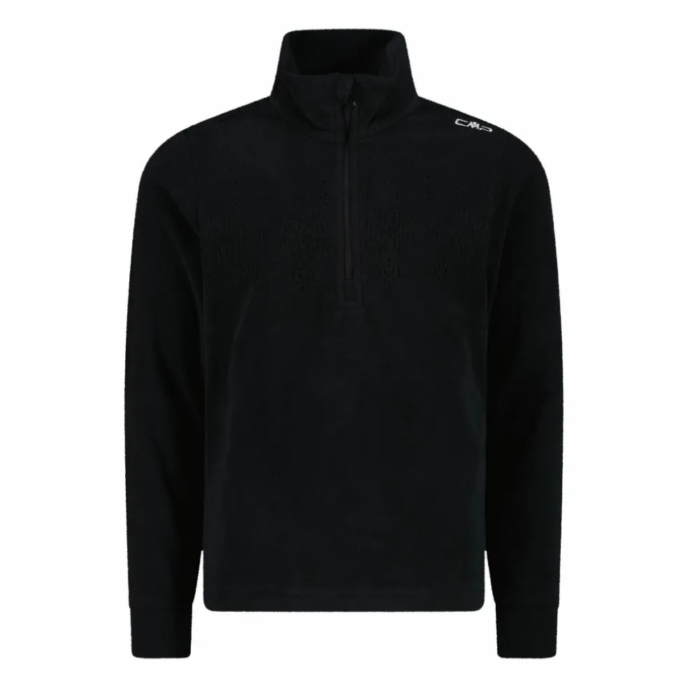 Pile mezza zip arctic fleece da bambina con fiocco di neve