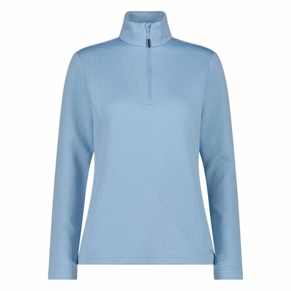 Pile mezza zip elasticizzato da donna con stampa jacquard