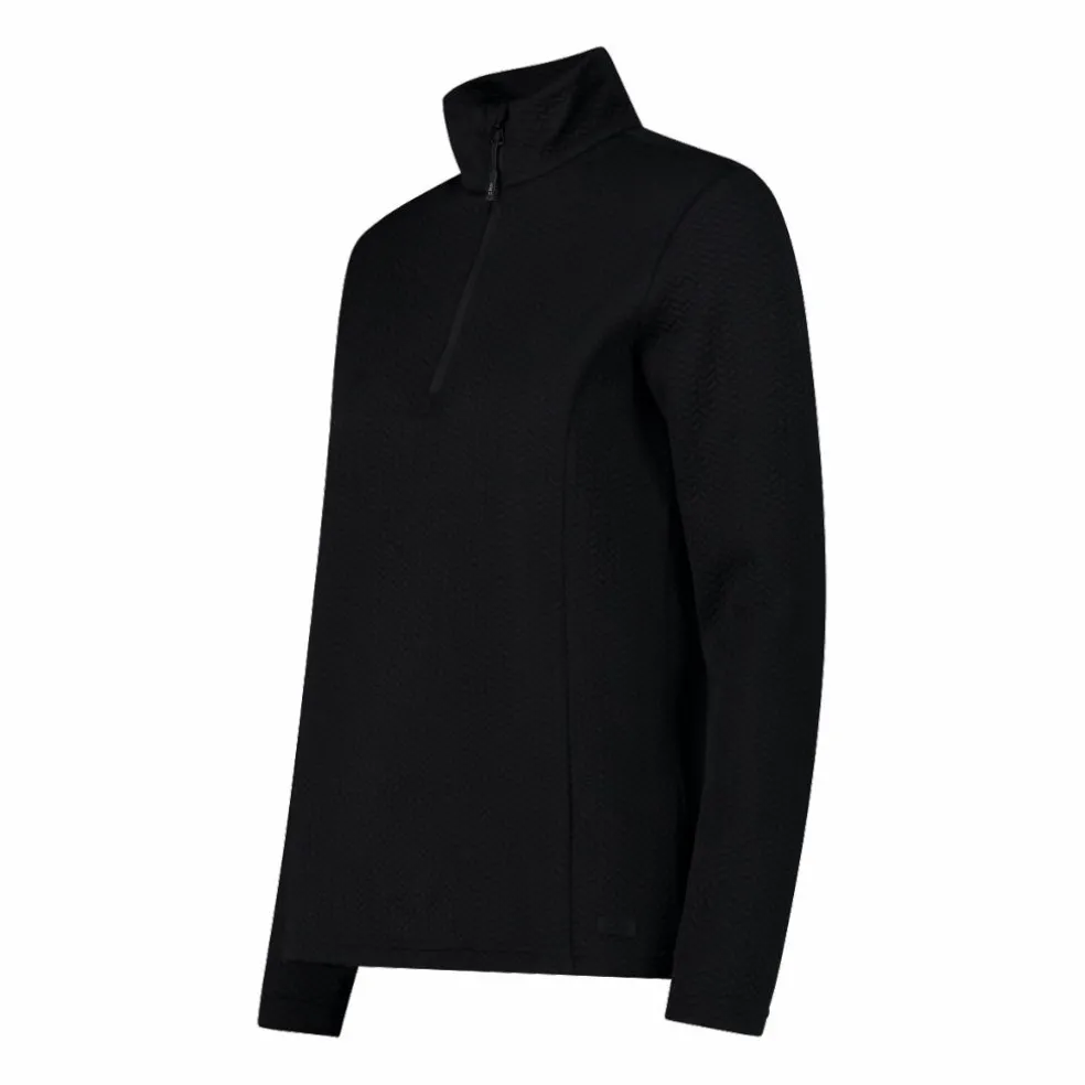 Pile mezza zip elasticizzato da donna con stampa jacquard