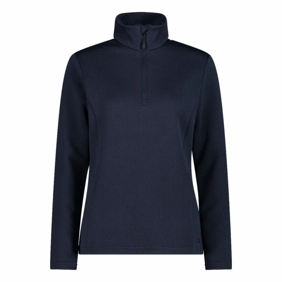 Pile mezza zip elasticizzato da donna con stampa jacquard