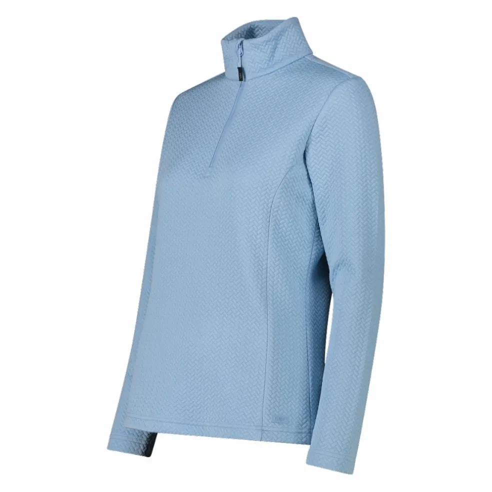 Pile mezza zip elasticizzato da donna con stampa jacquard