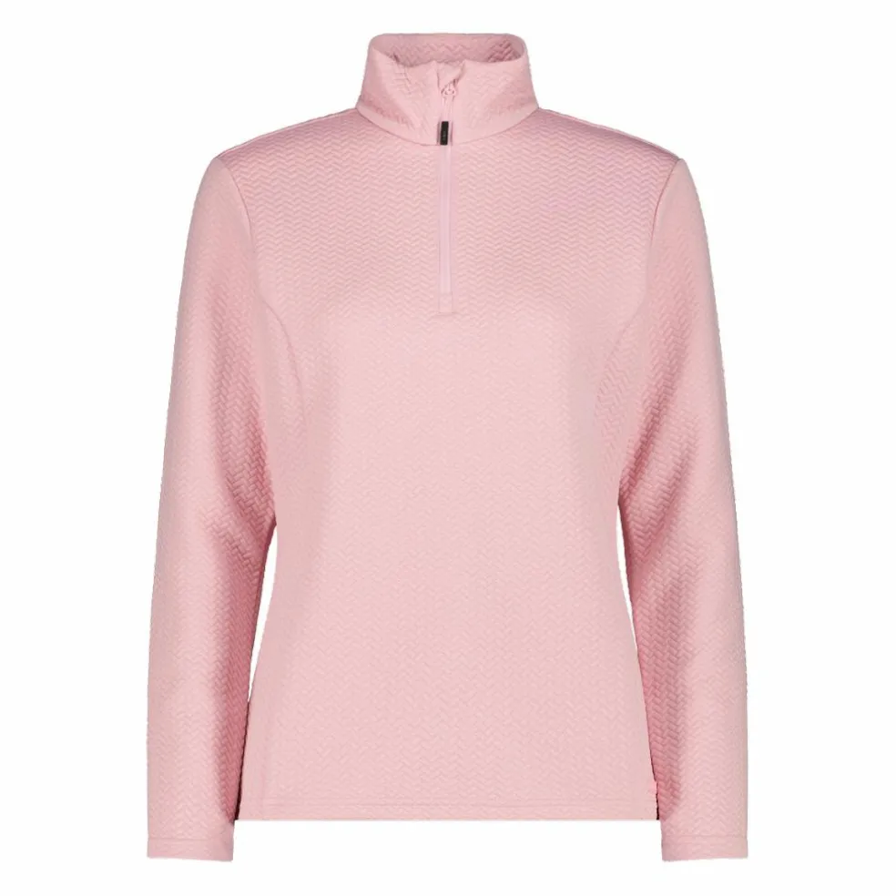 Pile mezza zip elasticizzato da donna con stampa jacquard