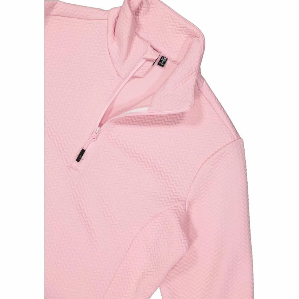 Pile mezza zip elasticizzato da donna con stampa jacquard