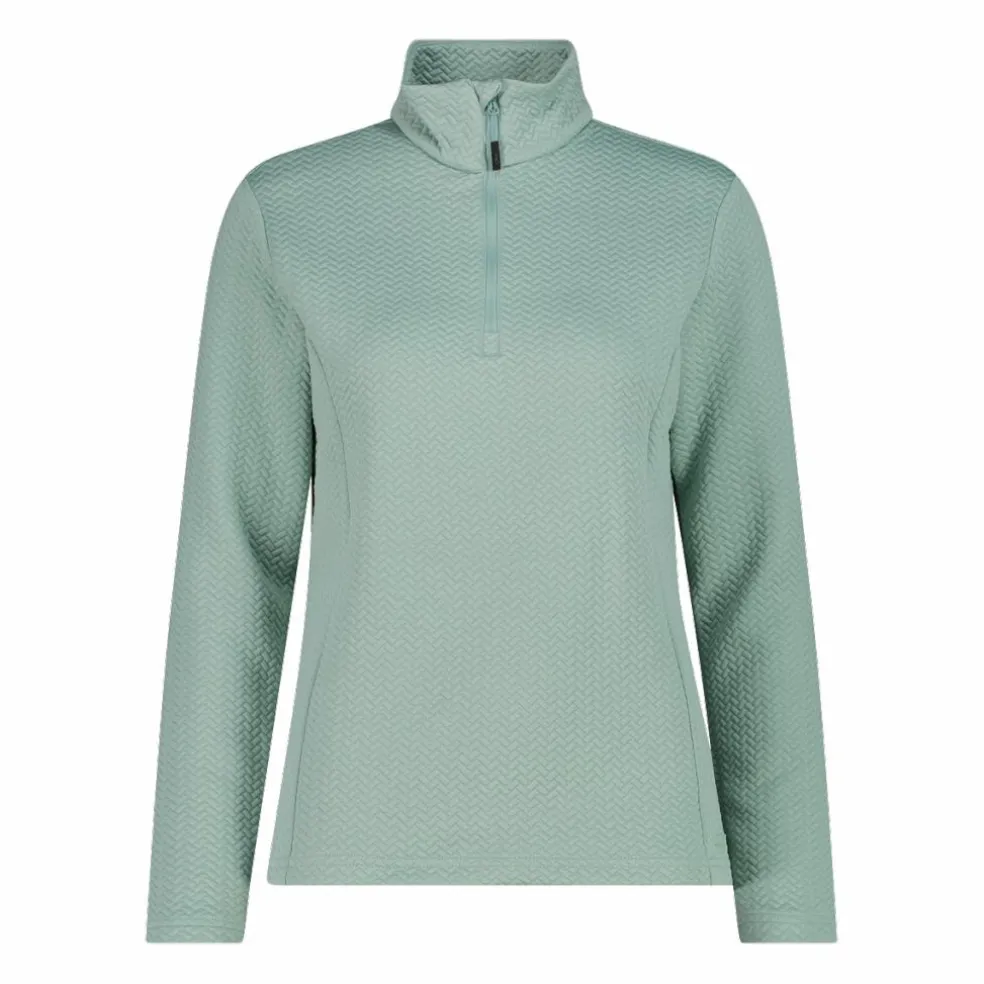 Pile mezza zip elasticizzato da donna con stampa jacquard