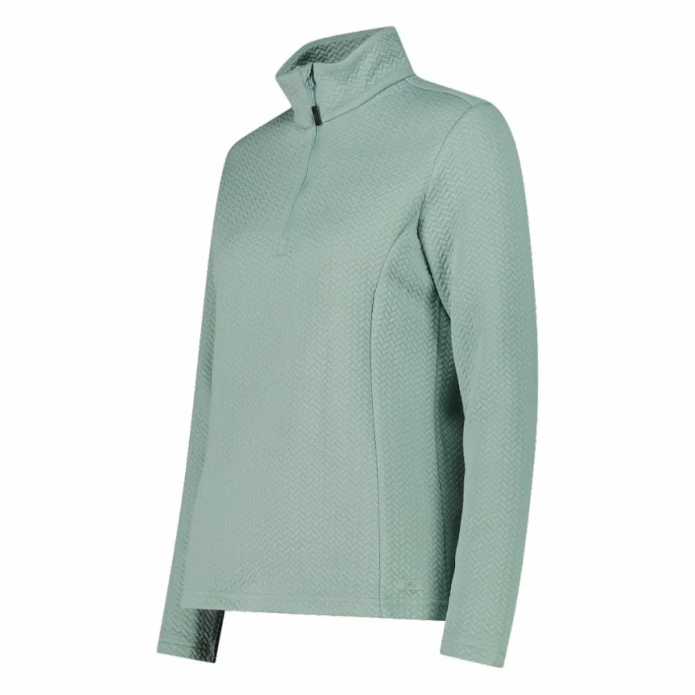 Pile mezza zip elasticizzato da donna con stampa jacquard