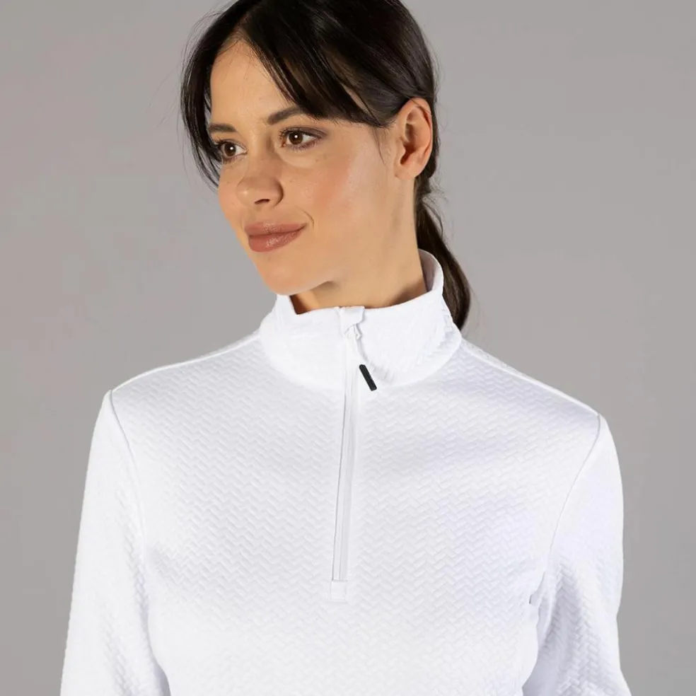 Pile mezza zip elasticizzato da donna con stampa jacquard