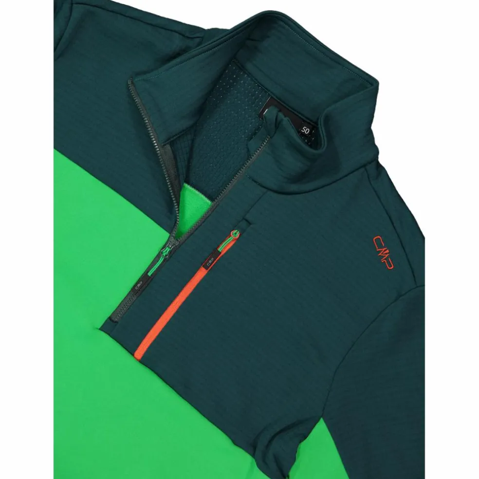 Pile mezza zip Grid Tech da uomo in block color