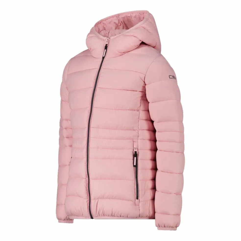 Piumino da bambina con cappuccio taffeta