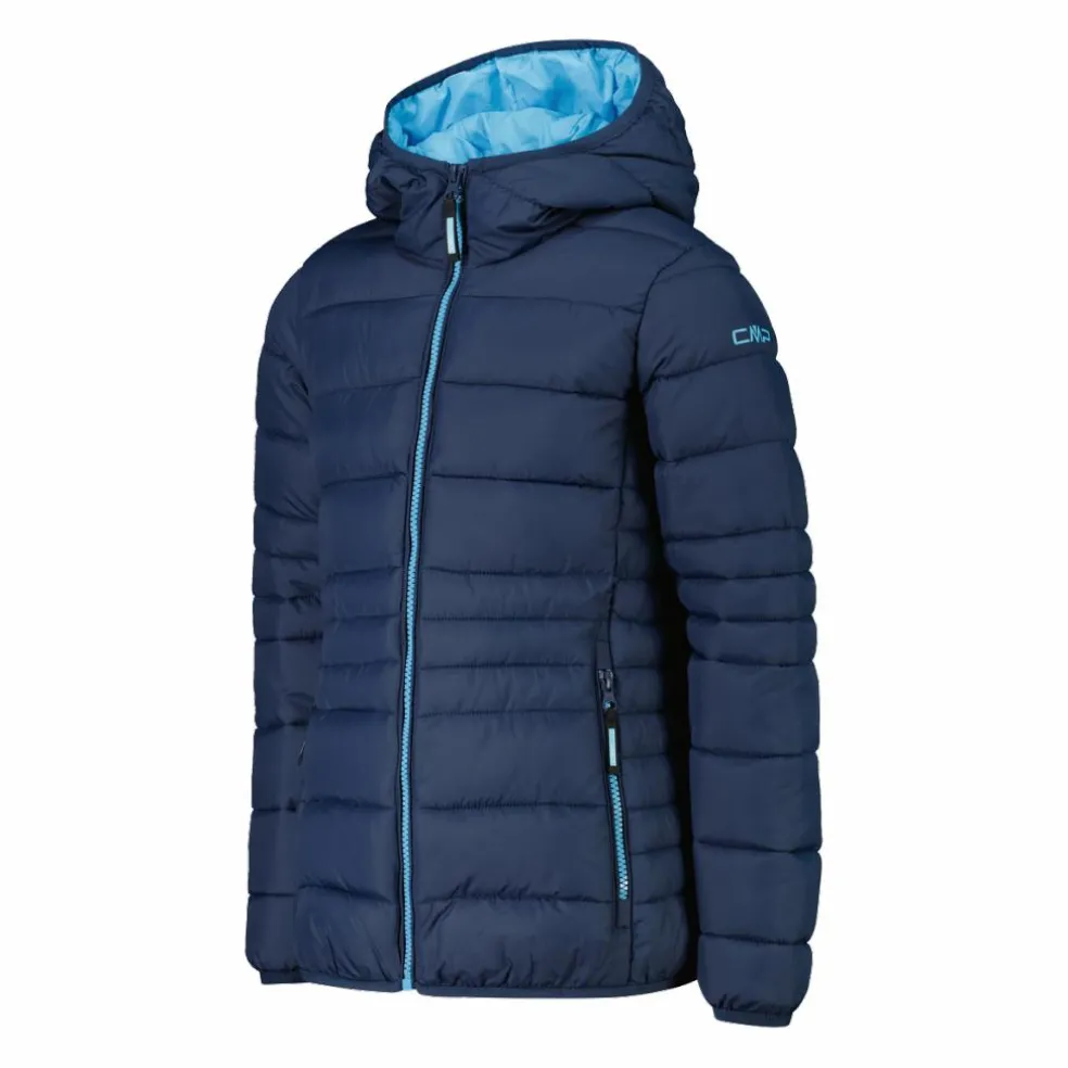 Piumino da bambina con cappuccio taffeta