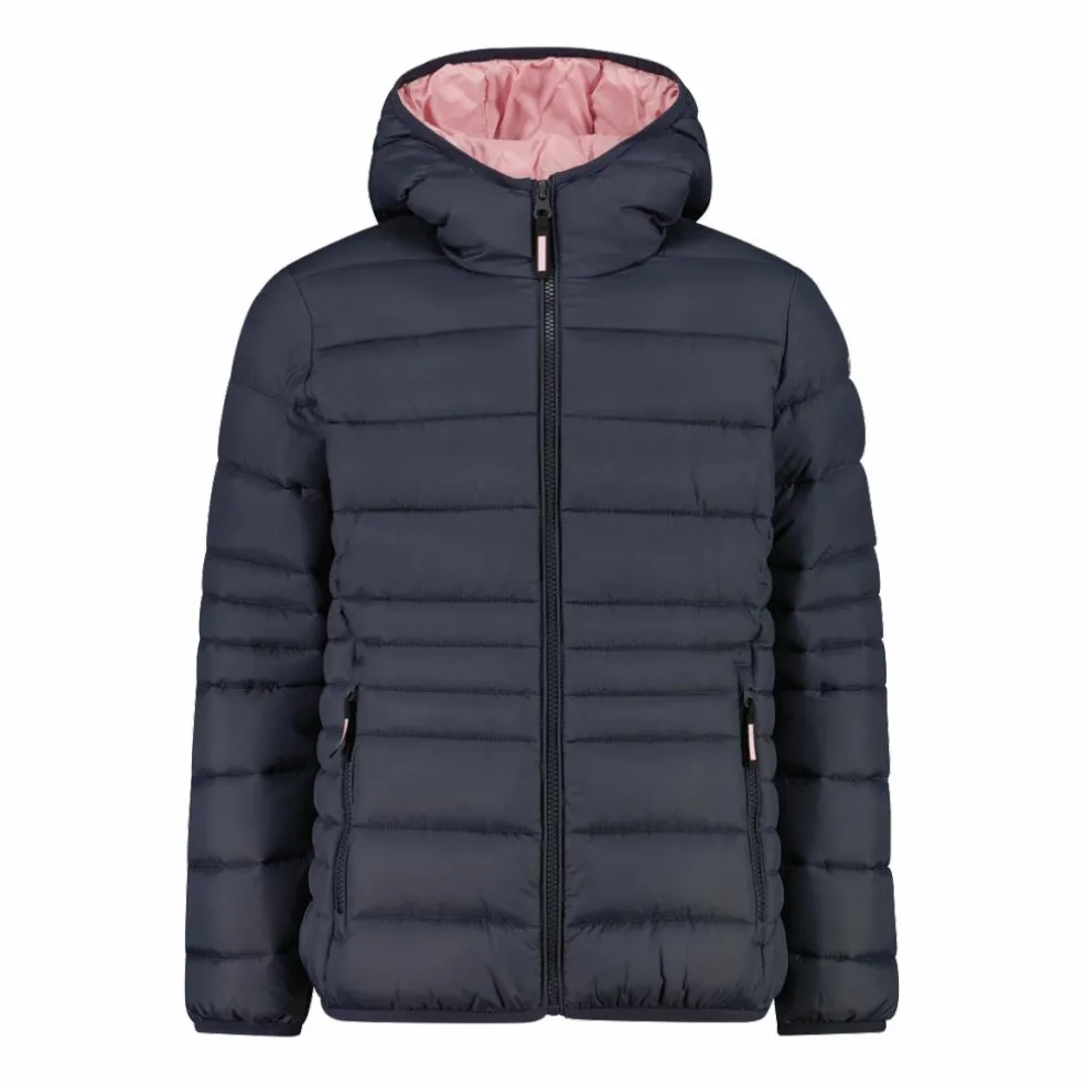 Piumino da bambina con cappuccio taffeta