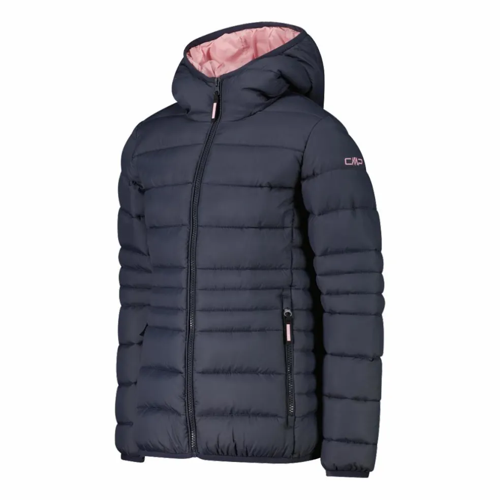 Piumino da bambina con cappuccio taffeta