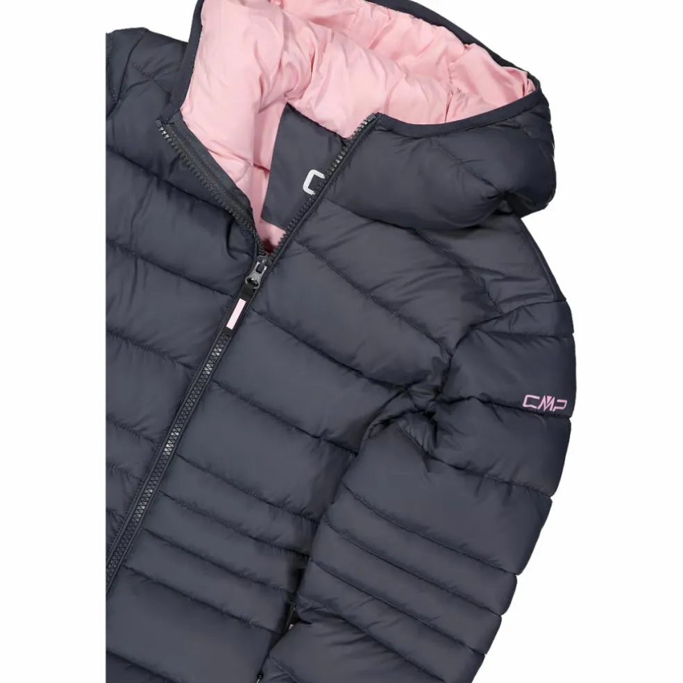Piumino da bambina con cappuccio taffeta