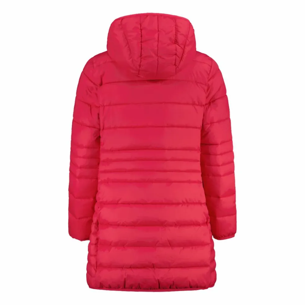 Piumino lungo da bambina con cappuccio taffeta