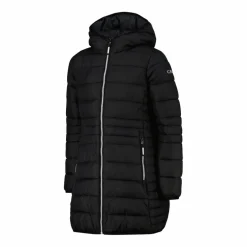 Piumino lungo da bambina con cappuccio taffeta
