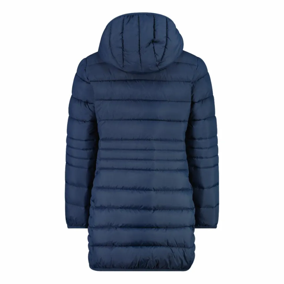Piumino lungo da bambina con cappuccio taffeta