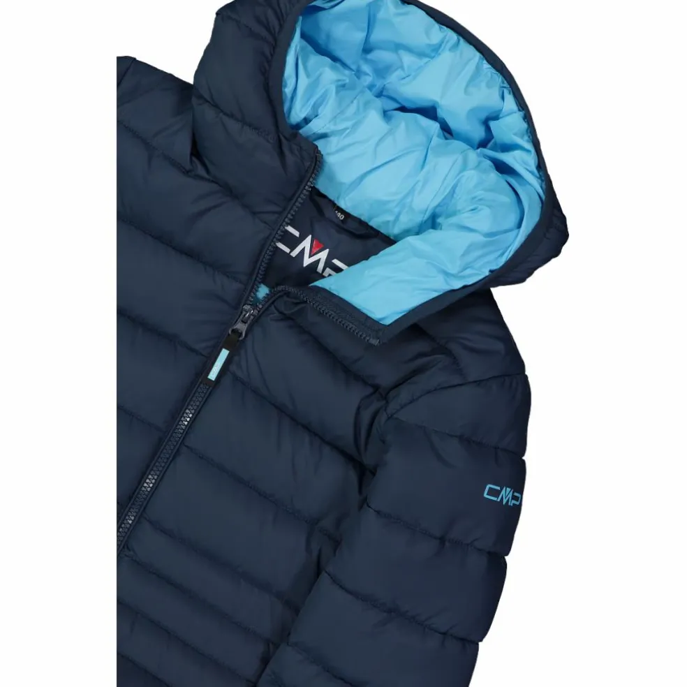 Piumino lungo da bambina con cappuccio taffeta