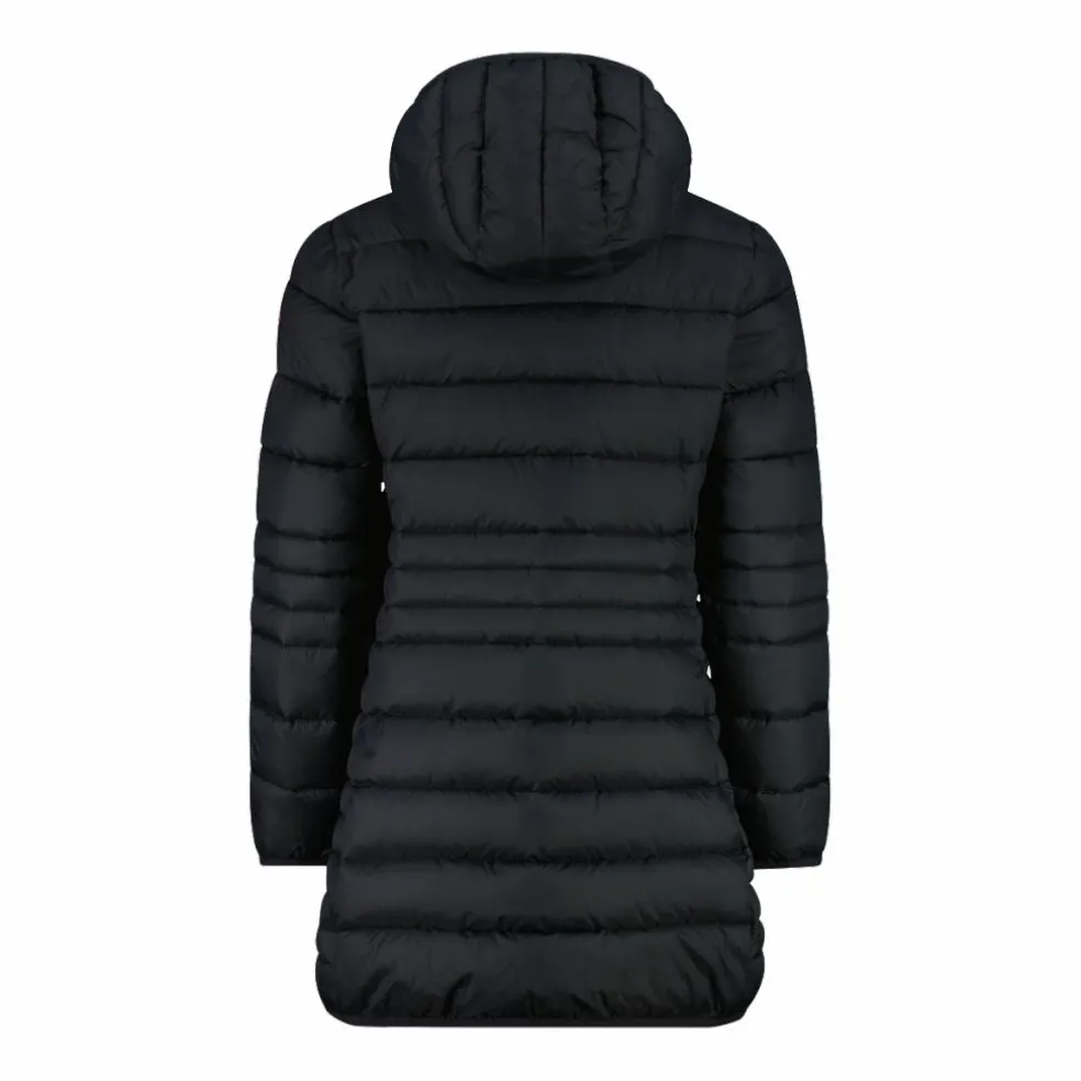 Piumino lungo da bambina con cappuccio taffeta