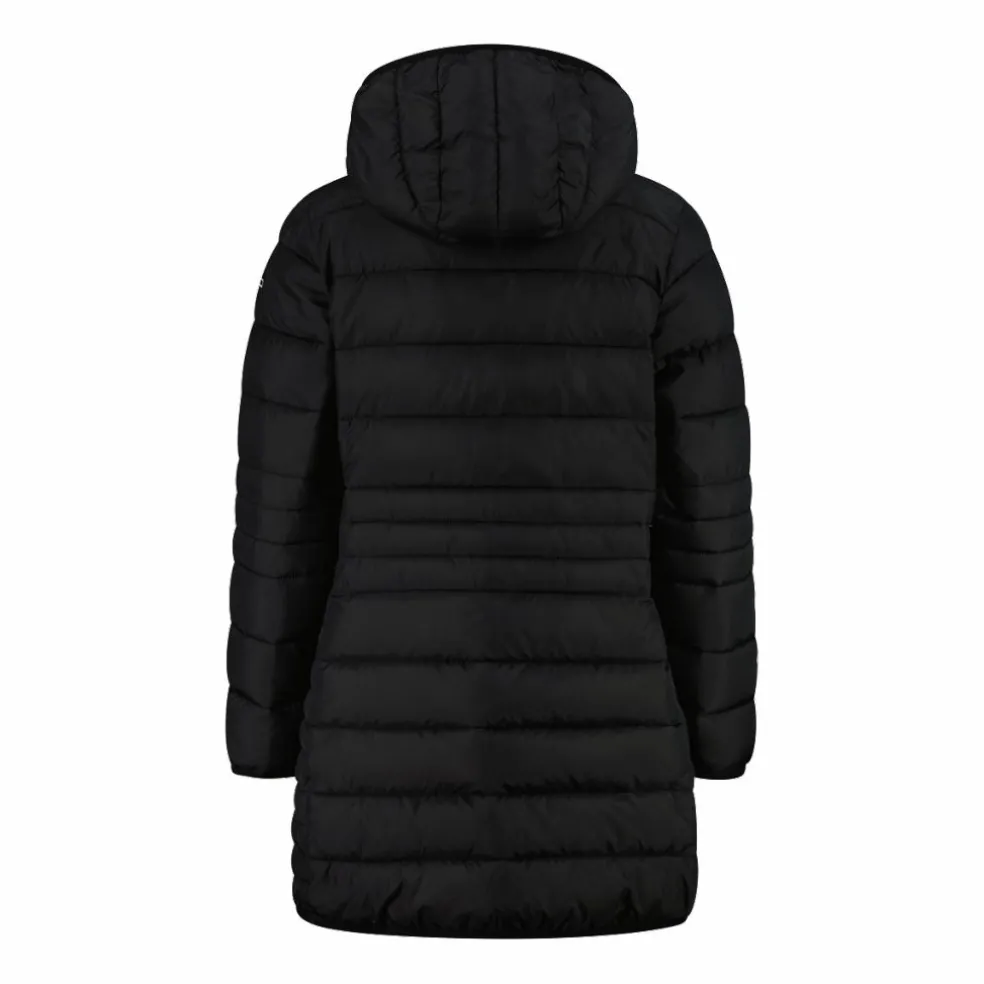 Piumino lungo da bambina con cappuccio taffeta