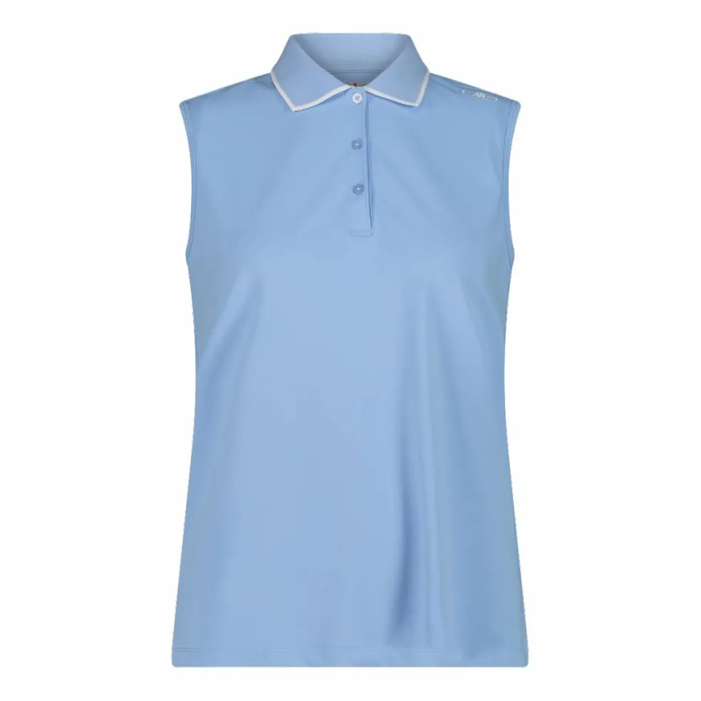Polo senza maniche donna in stretch piquet