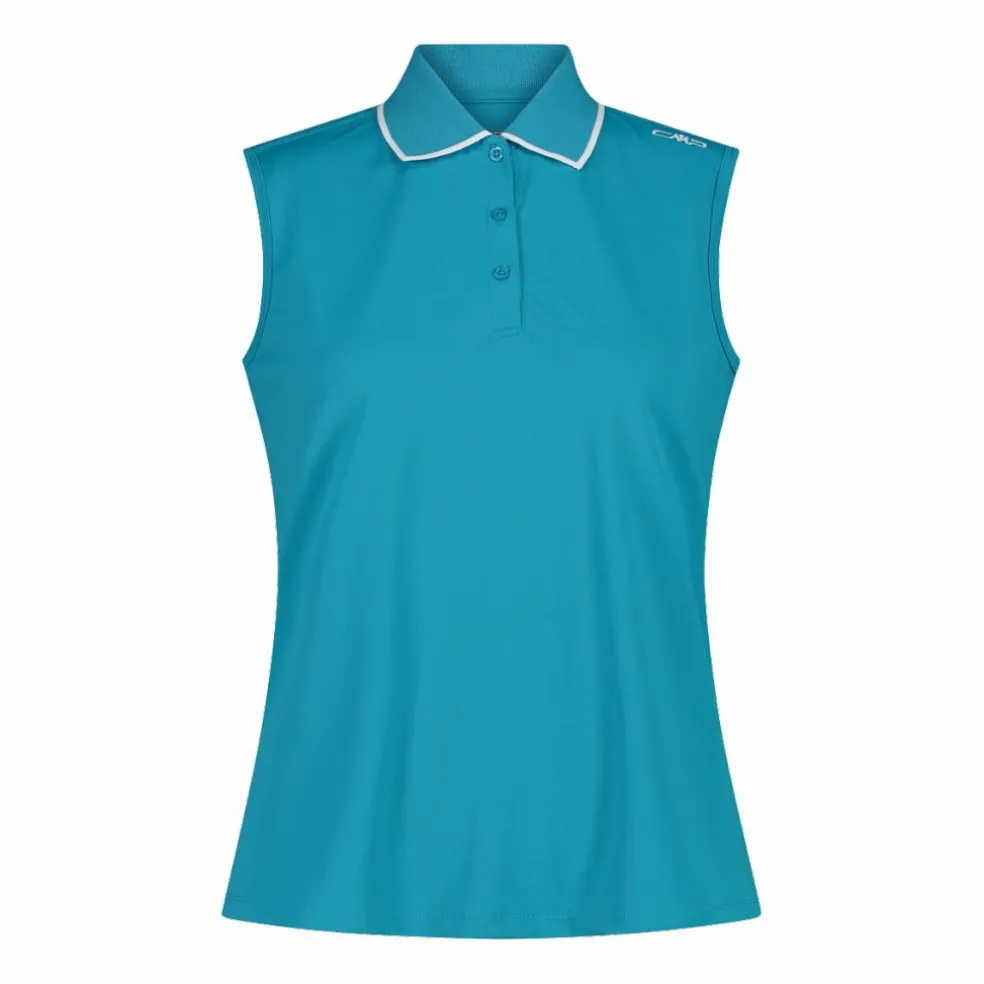 Polo senza maniche donna in stretch piquet