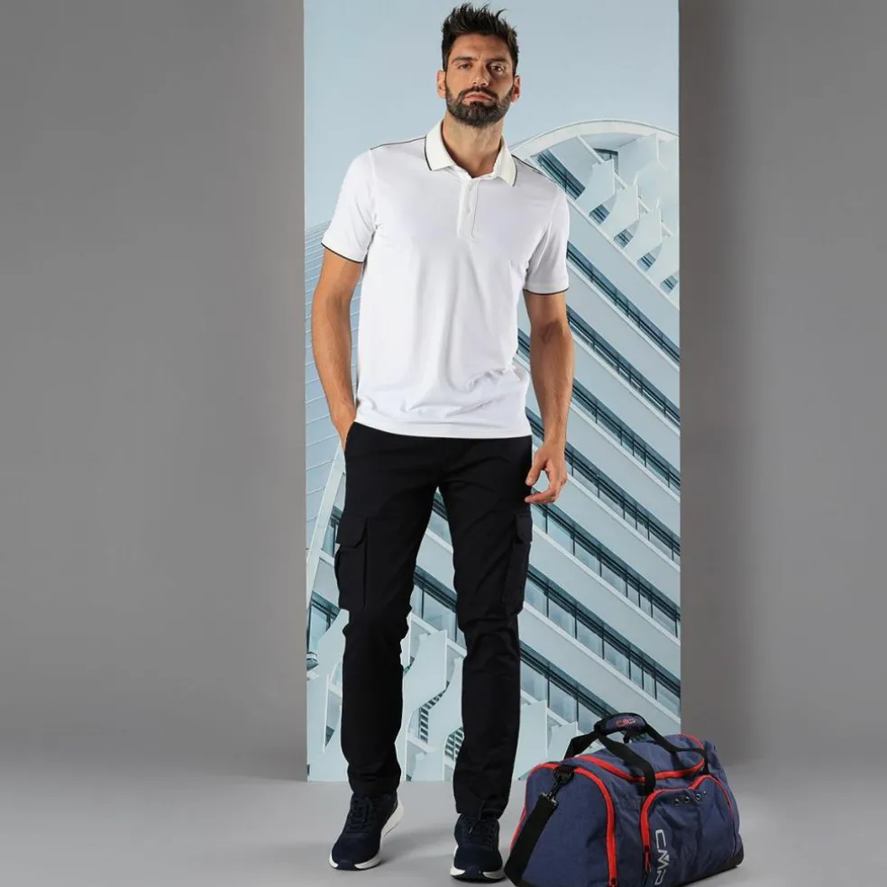 Polo uomo in stretch polyester e modal